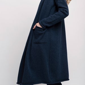 Hooded Long Cardigan with Pockets Oversized Sweater from Cashmere and Merino Wool image 6