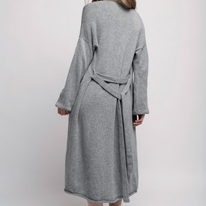 Wool and Cashmere robe cardigan, Long wool robe, Cashmere cardigan with belt, Womens oversized cardigan, Long cardigan Christmas gift image 7