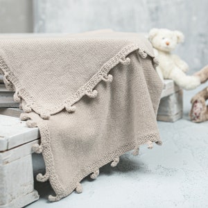 Cashmere Baby Blanket – Hand Knit Newborn Wrap – Baby Shower gift