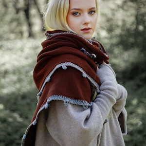 Handmade Merino Wool Shawl Wrap: Boho Blanket Scarf