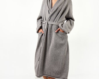 Wool, Linen robe cardigan, Long Wool robe, Cashmere/Linen/Wool cardigan with belt, Womens oversized cardigan, Long cardigan gift for her