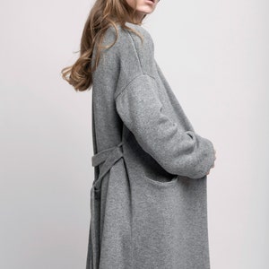 Wool and Cashmere robe cardigan, Long wool robe, Cashmere cardigan with belt, Womens oversized cardigan, Long cardigan Christmas gift image 8