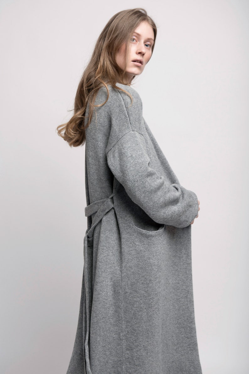 Wool and Cashmere robe cardigan, Long wool robe, Cashmere cardigan with belt, Womens oversized cardigan, Long cardigan Christmas gift image 8