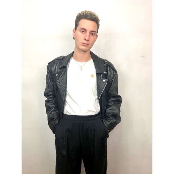 80s biker leather jacket
