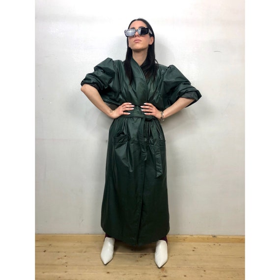 80s LEATHER TRENCHCOAT