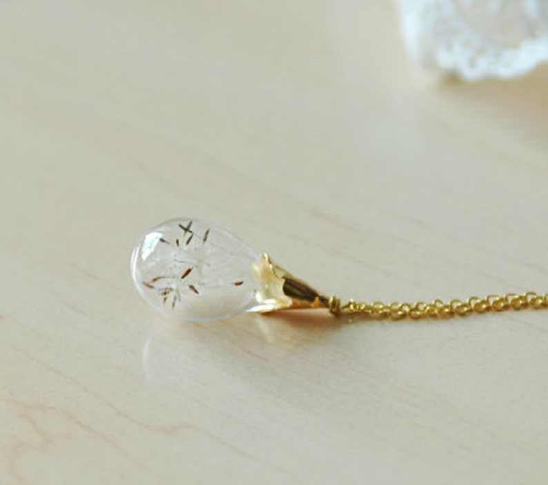 Dandelion Necklace/artificial Blown Glass Balls/gold Plated Etsy