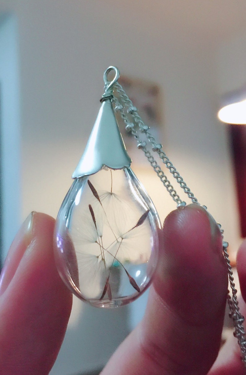 Dandelion Necklace/artificial Blown Glass Balls/gold Plated Etsy