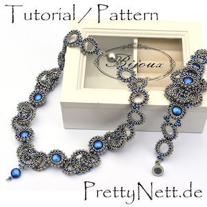 Beading pattern - beading tutorial - jewelery set (necklace, pendant, bracelet) &quot;Playing with Peyote Rings&quot;