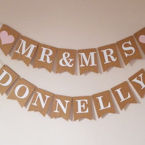 Personalised Mr and Mrs Wedding Bunting Banner Sign, Wedding Decoration