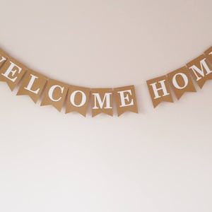 Letrero de banderines de bienvenida a casa, fiesta de bienvenida