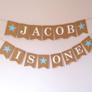 1st Birthday Party, Personalised Star Birthday Bunting, Baby Boy, Baby Girl's 1st Birthday Party Banner Decoration