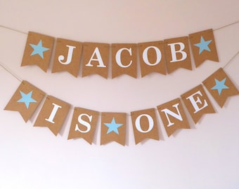 1st Birthday Party, Personalised Star Birthday Bunting, Baby Boy, Baby Girl's 1st Birthday Party Banner Decoration
