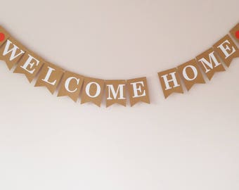 Welcome home bunting banner sign, Homecoming party, Housewarming party decoration