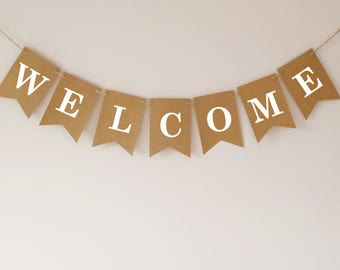 Welcome bunting banner, wedding decor, party decor, baby shower, birthday party