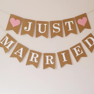 Wedding decor Just married bunting banner sign