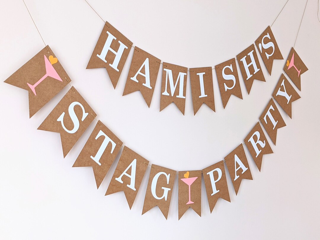 Stag Party Decorations, Personalised Stag Do Bunting Banner, for a Groom Before the Wedding, Any
