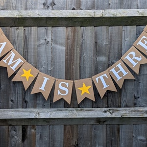 3 Year Old Birthday, Toddler 3rd Birthday, Preschool Birthday Party, Personalised Bunting Banner with Yellow Stars image 5