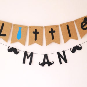 Little Man Baby Shower Bunting Garland, Moustache, Necktie Baby Boy Baby Shower, Nursery Decoration