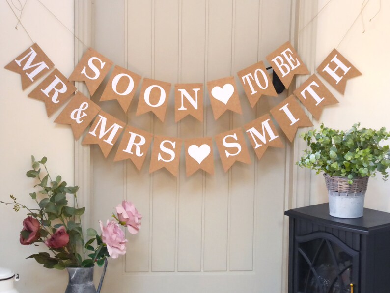 Wedding Bunting, Rehearsal Dinner Decoration, Soon to be Mr & Mrs bunting, Engagement Party Bunting Banner Sign image 7