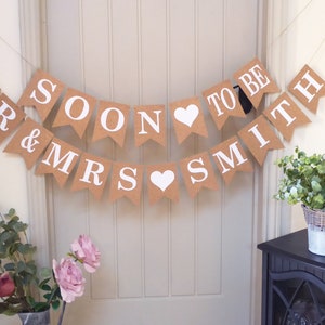 Wedding Bunting, Rehearsal Dinner Decoration, Soon to be Mr & Mrs bunting, Engagement Party Bunting Banner Sign image 2