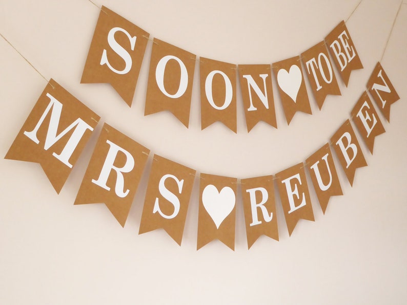 Wedding Bunting, Rehearsal Dinner Decoration, Soon to be Mr & Mrs bunting, Engagement Party Bunting Banner Sign image 9