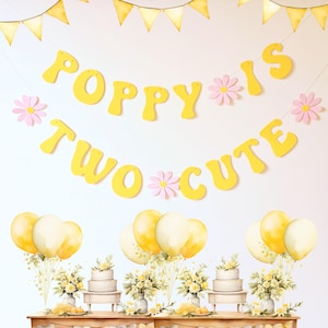 Jolie bannière 2e anniversaire personnalisée pour Pâques ou décoration d&#39;anniversaire de printemps, pastel