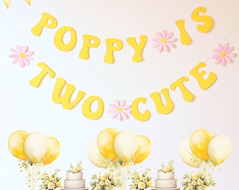 Striscione carino per il secondo compleanno, personalizzato per la decorazione di Pasqua o di compleanno primaverile, pastello