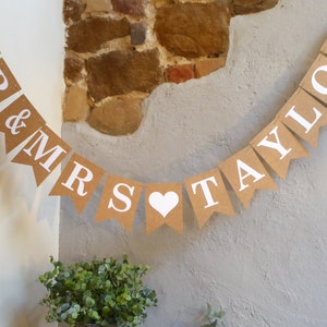 Mr & Mrs Wedding Bunting, Personalised Wedding Day Sign Decorations image 3