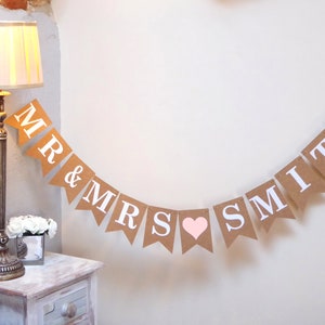 Personalised Mr and Mrs Wedding Bunting Decoration for Bride and Groom Gift
