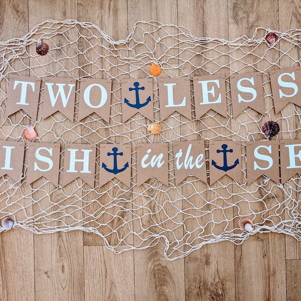 Two Less Fish in The Sea Bunting, Ocean Nautical themed Wedding, Engagement, Sten Do Party, Rehearsal Dinner