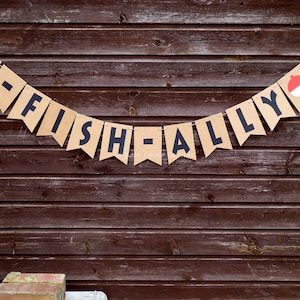 O-Fish-Ally One verjaardagsbanner vissen, 1e verjaardagsfeestje decoratie vissen thema, kan worden aangepast voor elke leeftijd