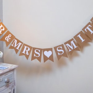 Mr & Mrs Wedding Bunting, Personalised Wedding Day Sign Decorations image 1