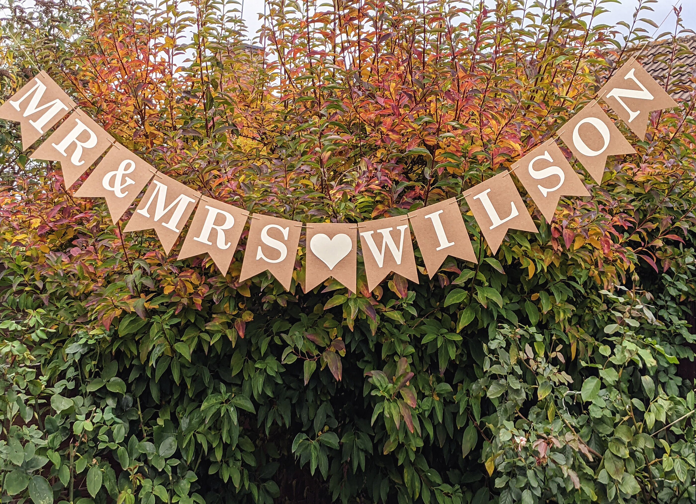 Navy Blue Heart Mr & Mrs Wedding Day Bunting Banner - Personalizable Party Decor By TheCardZoo