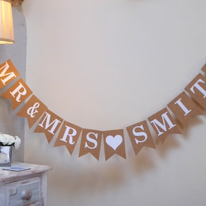 Mr & Mrs Wedding Bunting, Personalised Wedding Day Sign Decorations image 9