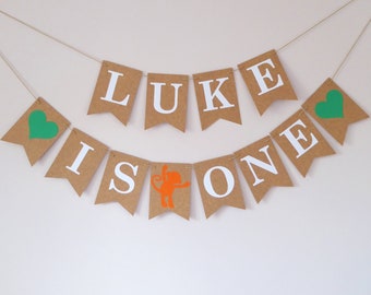 Jungle, safari birthday decoration, Personalised 1st birthday bunting, monkey themed birthday bunting decor