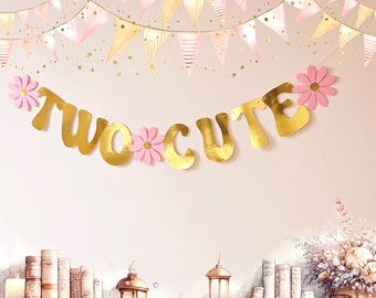 Two Cute 2nd Birthday Banner for Girls Birthday Celebration or Memorable Gift Idea