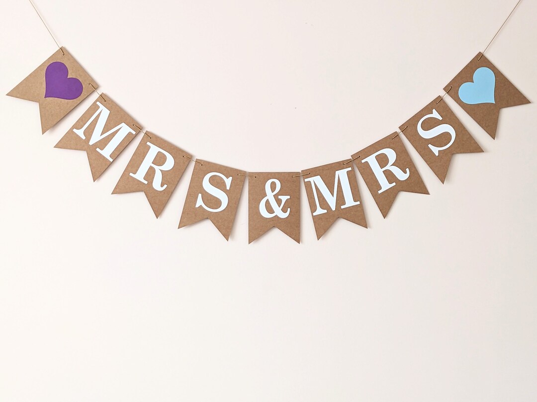 PD-Party Folien-Wimpelkette "Mrs. & Mrs." – 10 M, Silber, Doppelseitig, Dreieckig, Für Hochzeit & Party