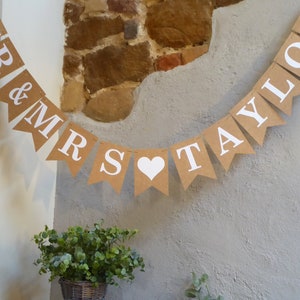 Mr & Mrs Wedding Bunting, Personalised Wedding Day Sign Decorations image 8