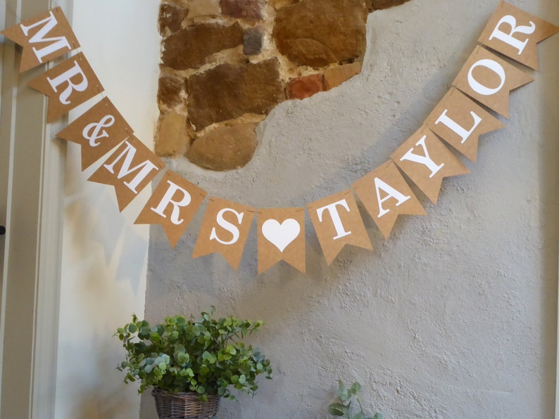 Mr & Mrs Wedding Bunting, Personalised Wedding Day Sign Decorations image 8