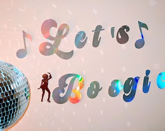 Let's Boogie Rainbow Effect Banner for Batchelorette and Hen Disco Party