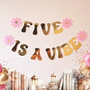 Sursurprise Princess 5th Birthday Decorations - Her Royal Fiveness Backdrop, Banner & Cake Topper Set