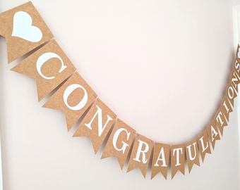 Congratulations Banner Bunting, Congrats Sign for Wedding, Engagement, Anniversary, Gratulation, Add Name
