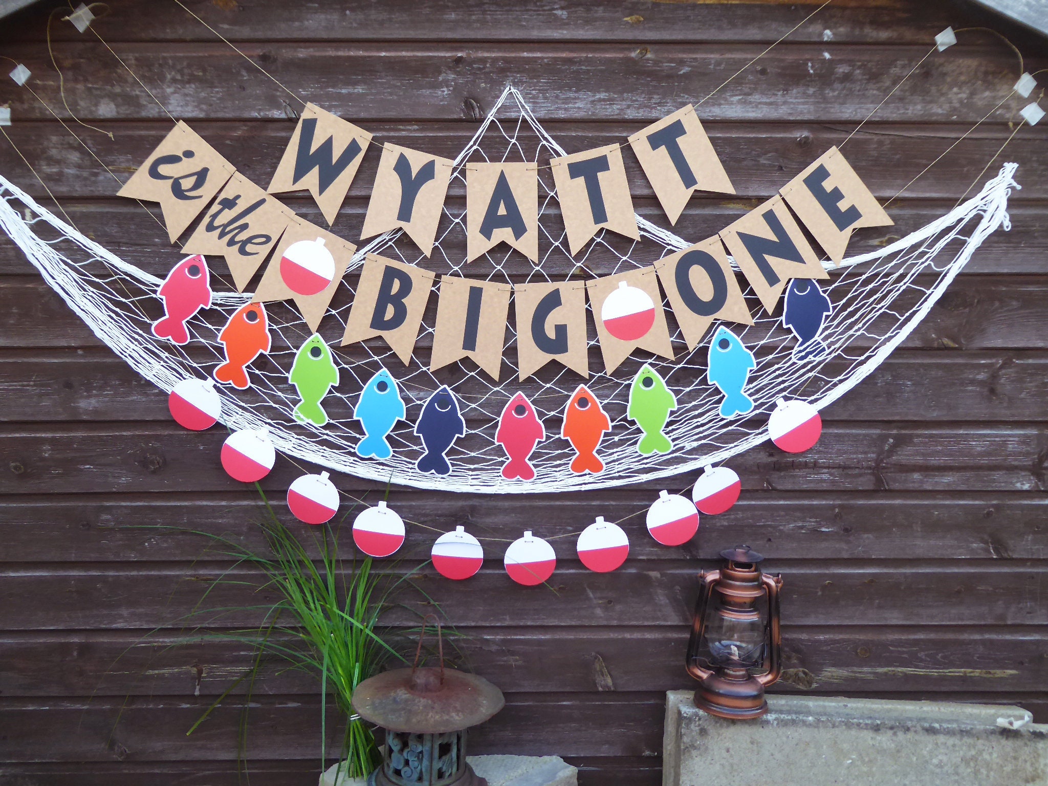 Buy The Big One Fishing Birthday, Personalised Banner, Gone Fishing Themed  1st Birthday Party Bunting Decorations Online in India 
