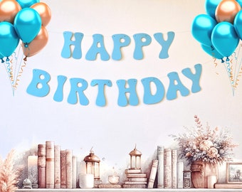 Retro Happy Birthday Personalised Banner For Boys Groovy Party