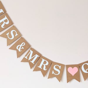 Mrs & Mrs Wedding Banner, Same Sex Lesbian Wedding Bunting Personalised
