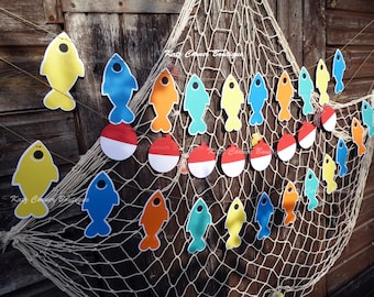 Fishing party decoration, Fish garland banner, Nautical, Gone fishing birthday party decoration