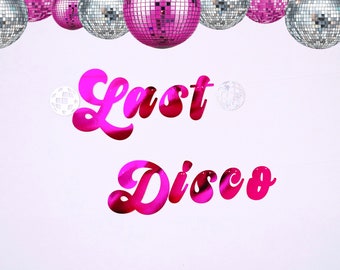 Last Disco Hen Bachelorette Party Banner, 70's Disco Themed Decoration