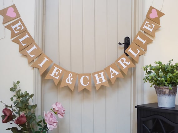 Personalised Wedding Bunting Decoration, Engagement, Anniversary Party Banner, Custom Bunting