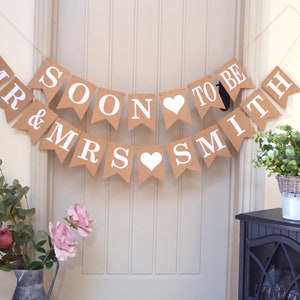 Wedding Bunting, Rehearsal Dinner Decoration, Soon to be Mr & Mrs bunting, Engagement Party Bunting Banner Sign image 10