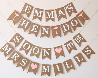 Bride to Be Hen Do Party Bunting, Soon to Be Mrs Personalised Decorations, Bridal Shower, Hen Weekend ideas